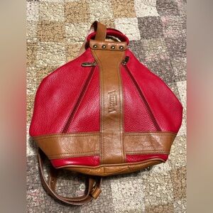 Valentina Red and Brown Leather Bag